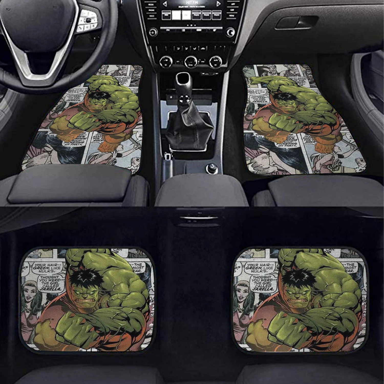 Hulk Car Floor Mats, Marvel Comic Car Accessories, Superhero Gift