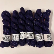 VTG KOIGU KPPPM YARN 6 Skeins Navy Pink Gold 175 yds ea 100% Merino