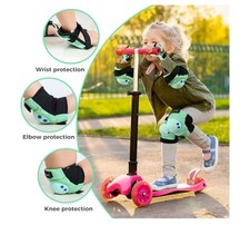 BOSONER Kids/Youth Knee Elbow Wrist Pads Protective Gear Set Ages 3 Mint Grn