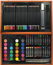 80-Piece Artistic Deluxe Set - Art Supplies in Wooden Box for Artists of All Lev
