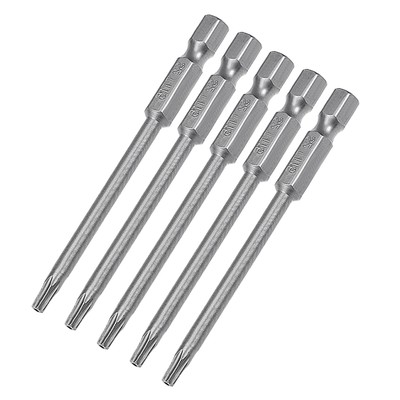 5 Pcs  1/4'' Hex Shank T15 Magnetic Security  Torx Screwdriver Bits