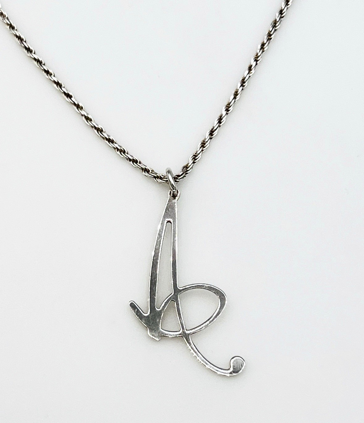 Sterling Silver Fancy Cursive Script Initial A Pe… - image 6