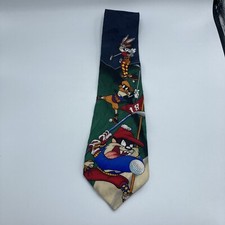 Vintage 1996 Looney Tunes Mania Golf Sports Tie Warner Brothers