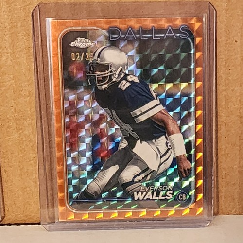 Everson Walls 2024 Topps Chrome Orange Geometric Refractor #2/25 Dallas Cowboys