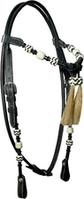 Mold Leather Western Headstall Bridle Futurity Knot Browban Natural Hair Tassle1