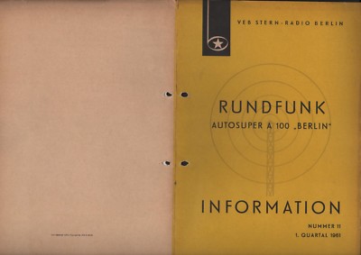 BERLIN, Prospekt 1961, VEB Stern-Radio Berlin Autosuper A 100