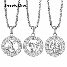 Stainless Steel 12 Zodiac Sign Constellation Pendant Link Necklace or Charm Only