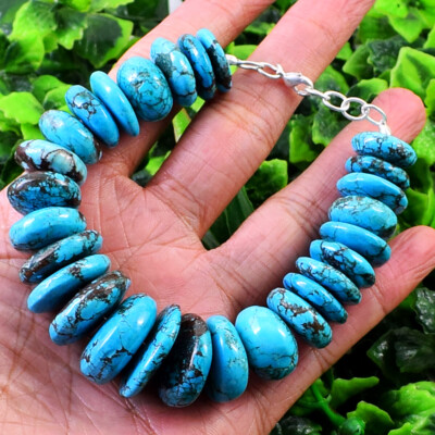 365.00 Cts Natural 7'' Long Turquoise Round Shape Beads Bracelet NK 12E122 (DG)