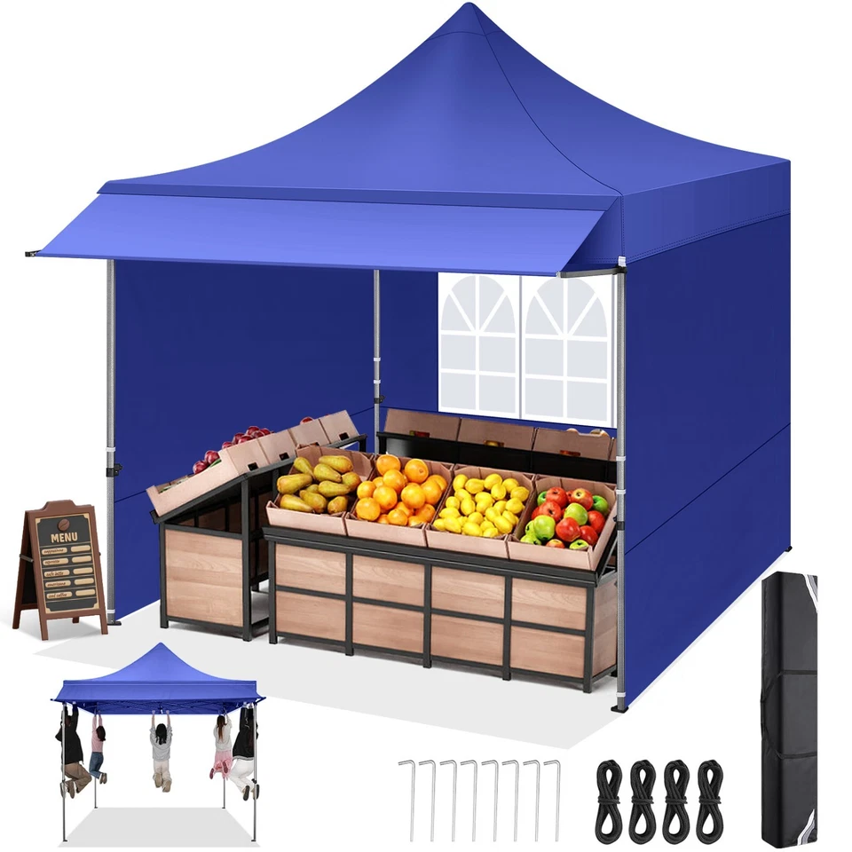 AMDIRECT 10'x10' Pop up Canopy Tent with Awning Heavy Duty Outdoor Vendors Party Gazebo