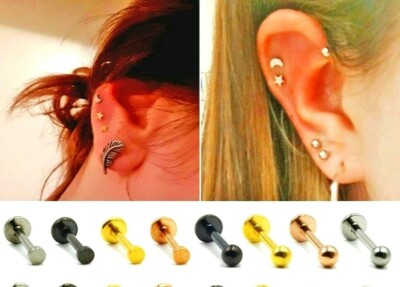 Pair Squid Game 16G Disc Rose Gold Steel Internally Threaded Labret Tragus Studs - View #3