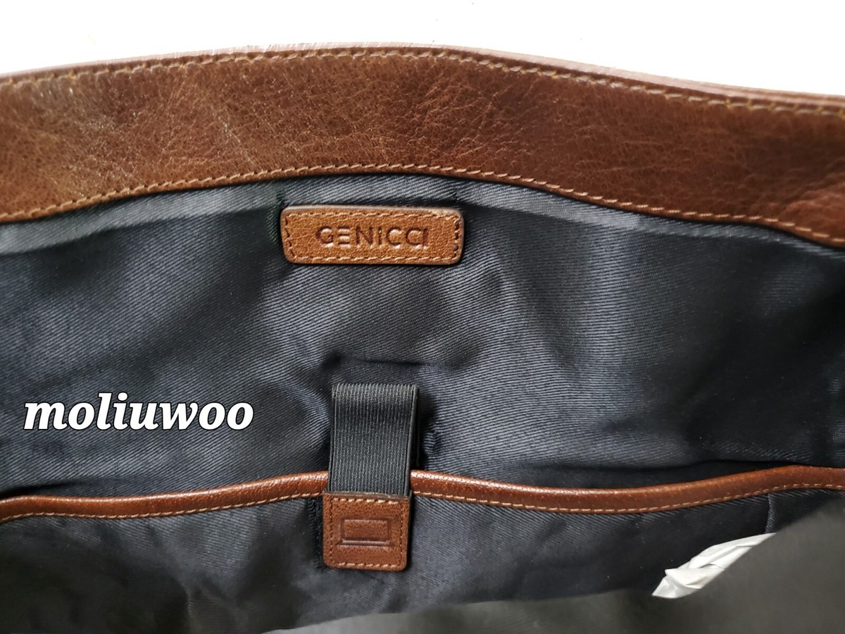 Genicci Jason Unisex Leather Roll Top Double Buckles Backpack New Genicci Jason Unisex Cognac Leather Roll Top Double  main image 2