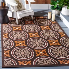 SAFAVIEH Outdoor VER030-0325 Veranda Chocolate / Terracotta Rug