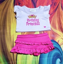 Build a Bear HAPPY BIRTHDAY Princess Shirt Teddy Clothes Pink Ruffled Skirt 36E