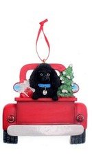 Kurt Adler Black Poodle Dog in Back of Truck Christmas Ornament