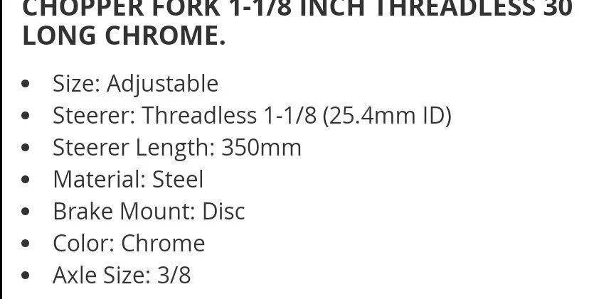 QUALITY CHROME TUBE FORKS FOR 26" BEACH CRUISERS,1 & 1/8" THREADLESS - Image 2 of 4