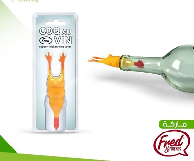 Fred Friends COQ AU VIN Bottle Stopper Wine Rubber Chicken Funny
