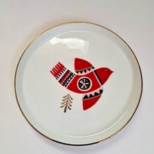 Project 62 Porcelain 7" Gold Rim Christmas Appetizer/Dessert Plates Set  of 4