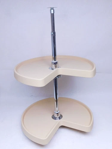 NEW - Rev-A-Shelf 18in Kidney Shaped Lazy Susan 2 Shelf Set Almond Lazy Susan HN