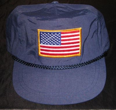 NEW KC Cap Navy Blue Nylon 6 Panel Unconstructed Hat Cap US FLAG Patch USA 