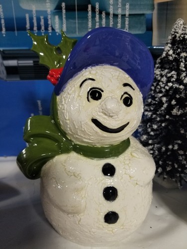 Decoraciones vintage 1977 de cerámica muñeco de nieve y mujer de nieve de vacaciones de Navidad 9" de alto - Imagen 2 de 11