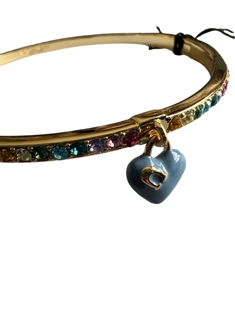 Brazalete Vday Coach Arco Iris Cristal Azul Esmalte Corazón Dije Bisagras $125 Foto 2 de 4