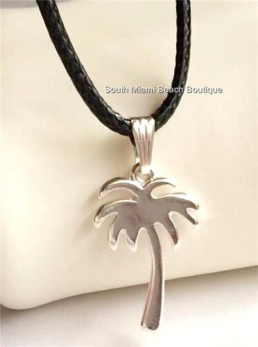 Silver Palm Tree Necklace Pendant Beach 17-19" Coconut Island Plated USA Seller - Photo 1 sur 11