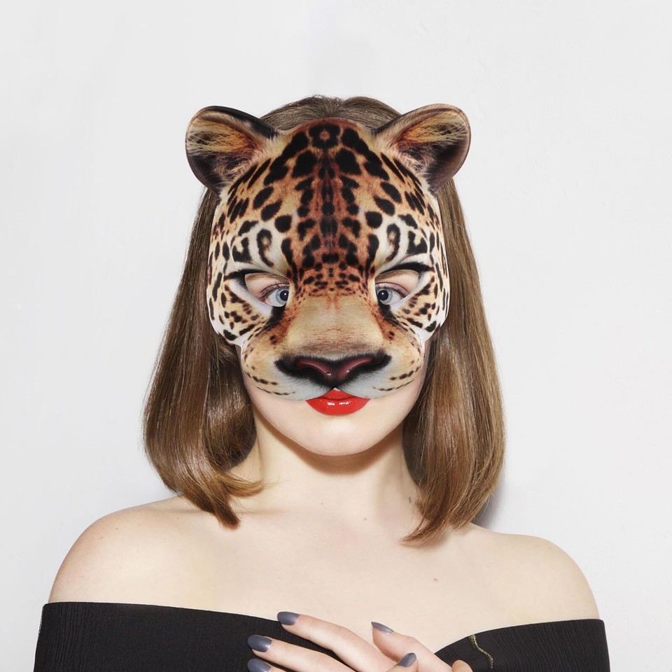 Half Face Masquerade Masks Animal Leopard Half Mardi Gras Kabuki Cat