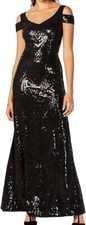 CALVIN KLEIN BLACK Formal Sequin Party Cocktail Long Dress size 4