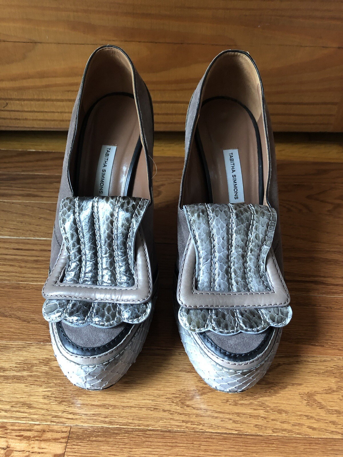 Tabitha Simmons Python Josephi Wedge Shoes Taupe … - image 12