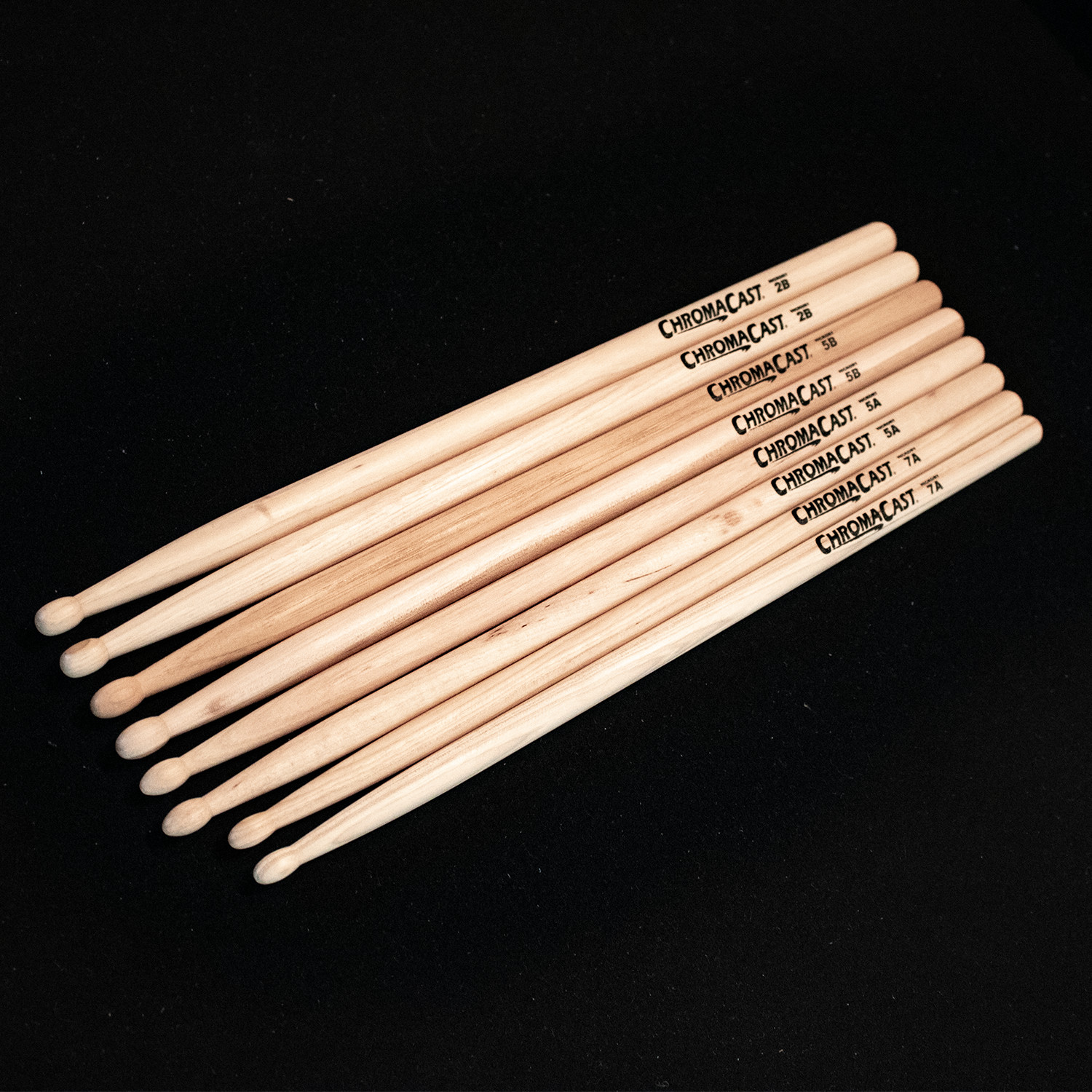 ChromaCast 5A USA Hickory Drumsticks, 3 Pairs with Drumstick Bag
