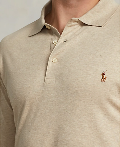 POLO RALPH LAUREN Para Hombre Calce Clásico Entrelazado Camisa Polo Talla S -Sand Heather Nuevo Sin Etiquetas - Imagen 3 de 5