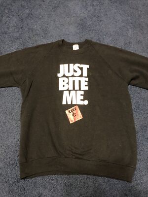 VTG 1990's Mens Large Roy Otis KXRX 96.5 JUST BITE ME Radio Black Pullover