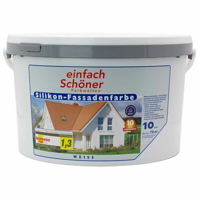 Einfach Schöner Silikon-Fassadenfarbe Wandfarbe weiß matt 10 Liter (4,40 /1l)