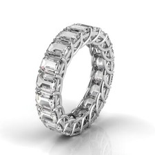 5ctw Emerald Diamond Trellis Set Eternity Band 14K White Gold F-G/VS2 