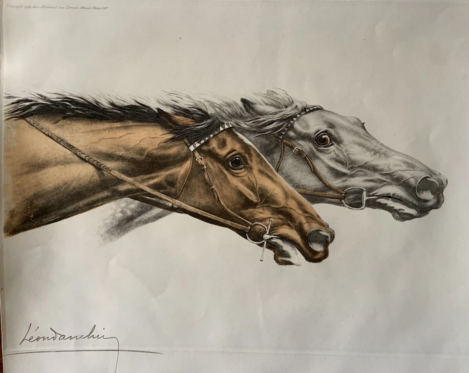 Les chevaux de course - Léon Danchin - Gravure signée - Photo 4/4