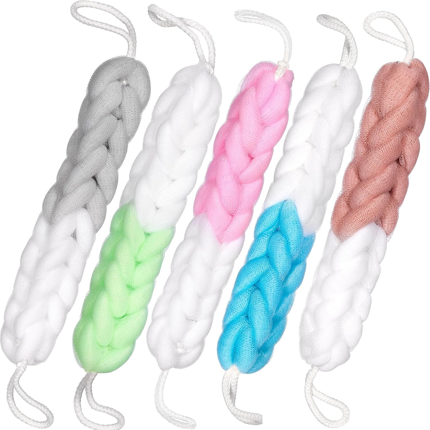 Esponja Exfoliante Para la Espalda Set de 5 Esponjas Trenzadas de 50 Cm