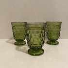 Vintage Indiana Whitehall Avocado Green Cubist Footed Water Glassses — photo 3