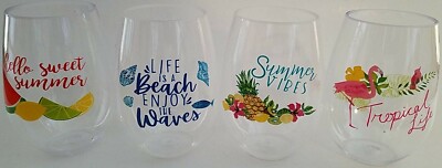 Summer Plastic Cups Glasses 20oz 1/Pk, Select: Watermelon, Seashell, Pineapple..