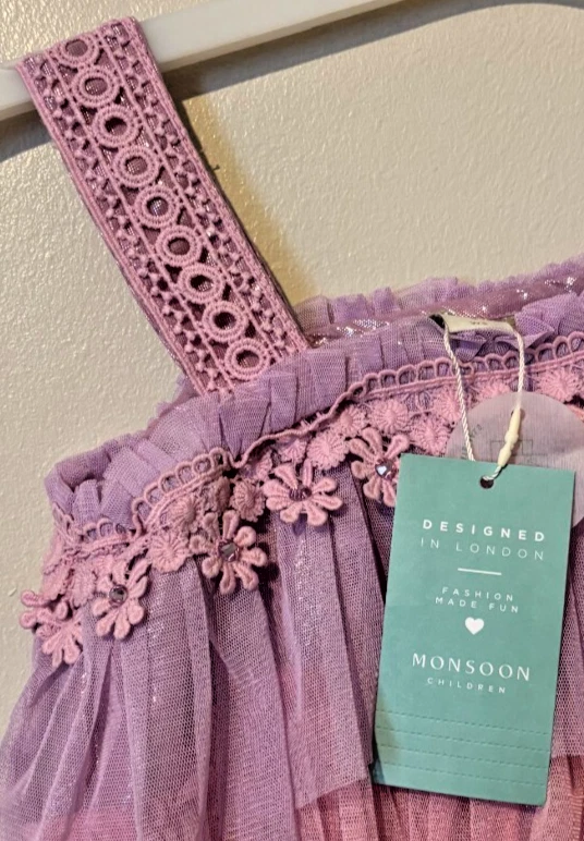 Monsoon Crochet Colourblock Dress Girls Rainbow Tulle 6 Years BNWT £44.95 Multi - Image 4 of 4