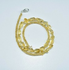 Citrine Nugget And Rondelle Faceted Gemstone Beaded Necklace 925 Sterling Silver
