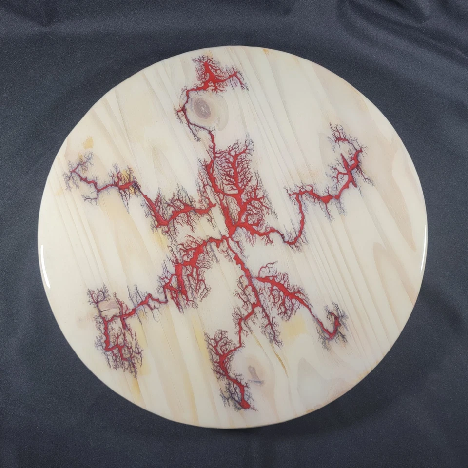 18 Inch Handcrafted White Lazy Susan with Red Fractal Inlay - Image 4 of 4