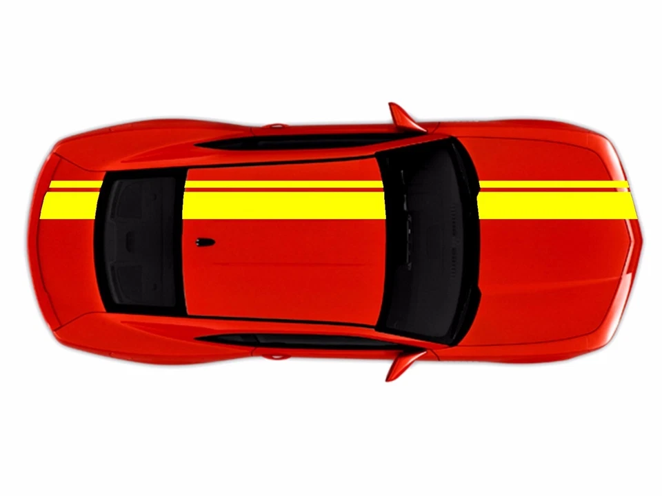 NUEVO Chevy CAMARO 2" y 8" Rally Doble RACING RAYAS Amarillo Brillante Vinilo Calcomanía Foto 3 de 4