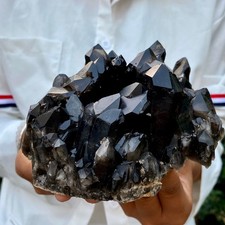 1.9LB New Black Phantom Quartz Crystal Cluster Mineral Specimen Spiritual The