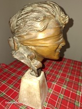 Scultura Statuetta Bronzo Dea Bendata 