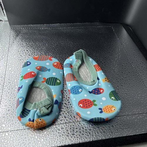 Slipper Fischmuster Babyschuhe blau rutschfest leicht atmungsaktiv XS - Bild 1 von 3