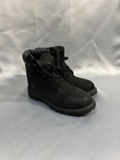 Timberland 6 Inch Premium Black Nubuck Boots Youth 4.5M Classic Work Style