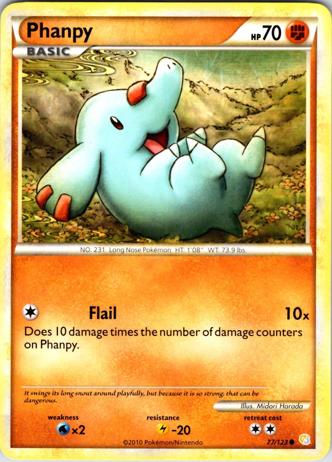 Phanpy 77/123 HeartGold & SoulSilver Pokemon Card NM TCG singles Near Mint