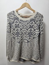 Falmer Heritage Pullover Damen Größe 10 Grau Gemustertes Design Pulli (C5)