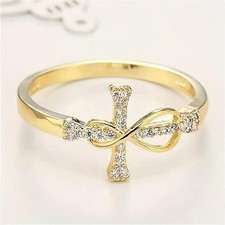 Gold Plated Cross Infinity Open Ring for Women