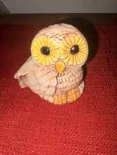 Vintage Ceramic Owl Figurine, likely produced in the 1960s 1970s Signed Fran B40